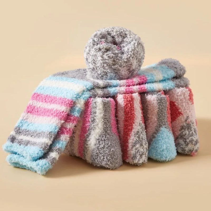 Cozy Coral Velvet Socks - Stay Warm & Cute!