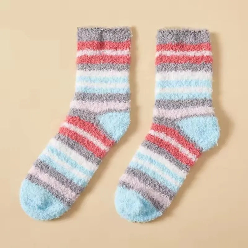 Cozy Coral Velvet Socks - Stay Warm & Cute!
